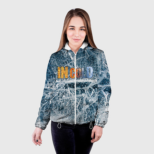 Женская куртка IN COLD horizontal logo with ice / 3D-Белый – фото 4