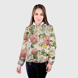 Куртка с капюшоном женская Цветы Английские Розы, цвет: 3D-белый — фото 2