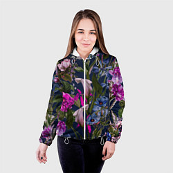 Куртка с капюшоном женская Цветы Таинственные, цвет: 3D-белый — фото 2