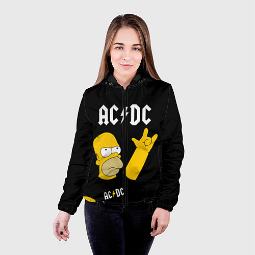 Женская куртка AC DC ГОМЕР СИМПСОН SIMPSONS / 3D-Черный – фото 4