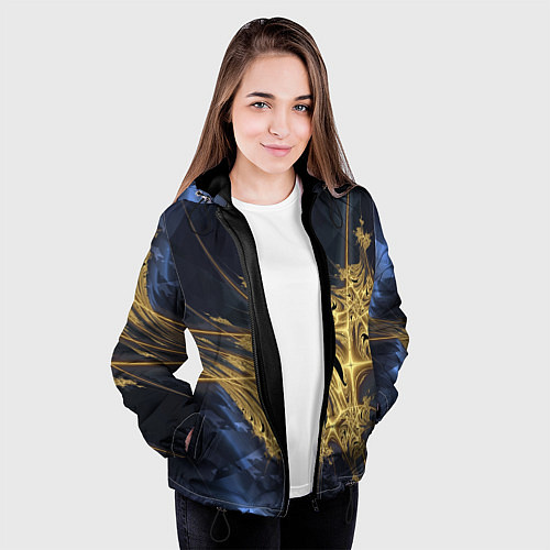 Женская куртка Фрактальная футуристическая композиция Абстракция / 3D-Черный – фото 3