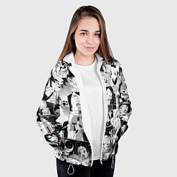 Куртка с капюшоном женская Клинок рассекающий демонов паттерн, цвет: 3D-белый — фото 2