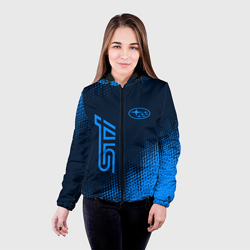Женская куртка SUBARU STI Абстракция / 3D-Черный – фото 4