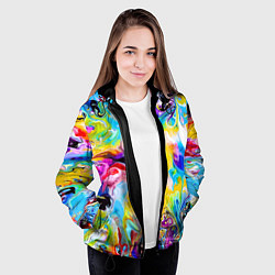 Куртка с капюшоном женская Неоновые всплески красок Лето Neon splashes of col, цвет: 3D-черный — фото 2