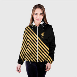 Куртка с капюшоном женская Liverpool ливерпуль полосы, цвет: 3D-белый — фото 2