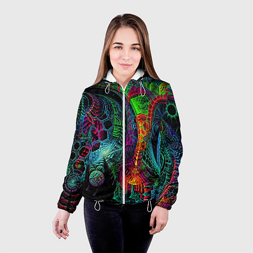 Женская куртка Фантастическая авангардная композиция Абстракция F / 3D-Белый – фото 4
