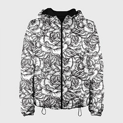 Женская куртка Цветы Много Белых Роз