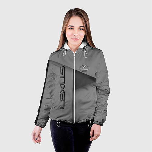 Женская куртка Lexus - серая абстракция / 3D-Белый – фото 4