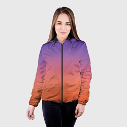 Куртка с капюшоном женская Трендовый красно-фиолетовый градиент, цвет: 3D-черный — фото 2