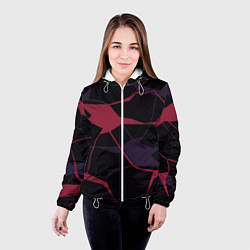 Куртка с капюшоном женская Розово-сиреневые линии, цвет: 3D-белый — фото 2