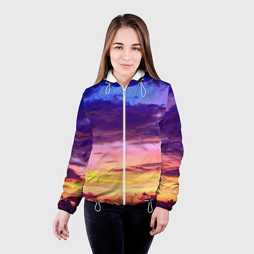 Женская куртка Небо на закате / 3D-Белый – фото 4