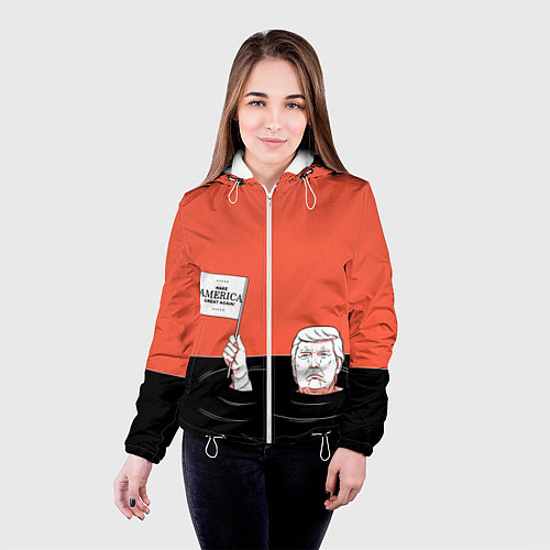 Женская куртка Дональд Трамп - Make America Great Again / 3D-Белый – фото 4