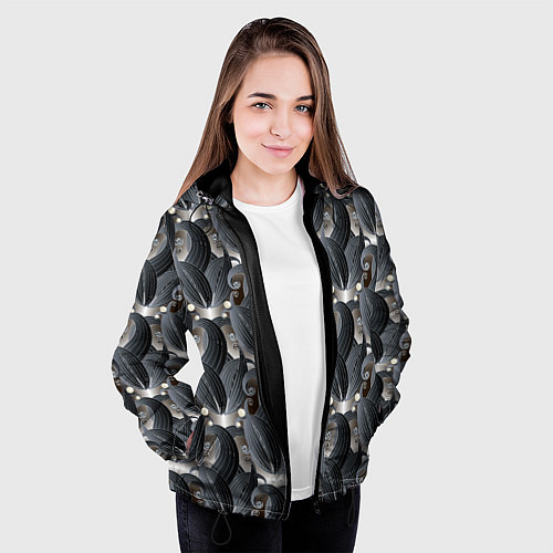 Женская куртка Стильные черные листья / 3D-Черный – фото 3