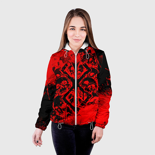 Женская куртка КЛЕЙМО ЖЕРВЫ И ЧЕРЕПА БЕРСЕРК / 3D-Белый – фото 4