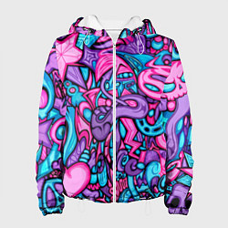 Женская куртка Яркая абстракция голубой и розовый фон