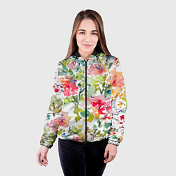 Куртка с капюшоном женская Floral pattern Watercolour Summer, цвет: 3D-черный — фото 2