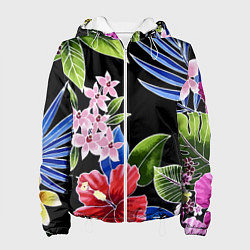 Куртка с капюшоном женская Floral vanguard composition Летняя ночь Fashion tr, цвет: 3D-белый