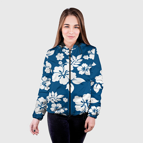 Женская куртка Цветочный паттерн Минимализм / 3D-Черный – фото 4