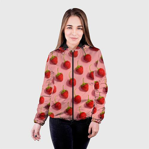 Женская куртка Strawberry Pattern / 3D-Черный – фото 4