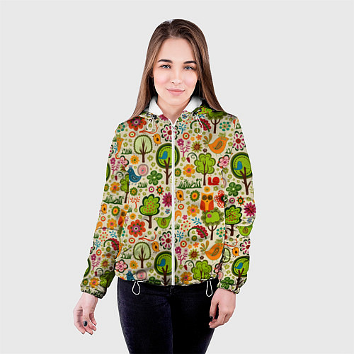 Женская куртка COLORED FOREST ANIMALS / 3D-Белый – фото 4