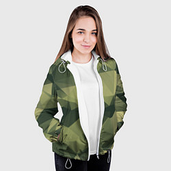 Куртка с капюшоном женская 3д полигоны - камуфляж, цвет: 3D-белый — фото 2