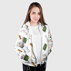 Куртка с капюшоном женская Узор Очки, Книги, Свечи, цвет: 3D-белый — фото 2