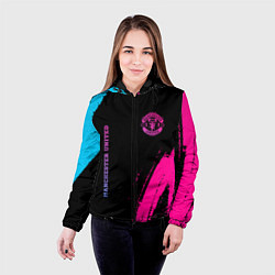 Куртка с капюшоном женская Manchester United Neon Gradient, цвет: 3D-черный — фото 2