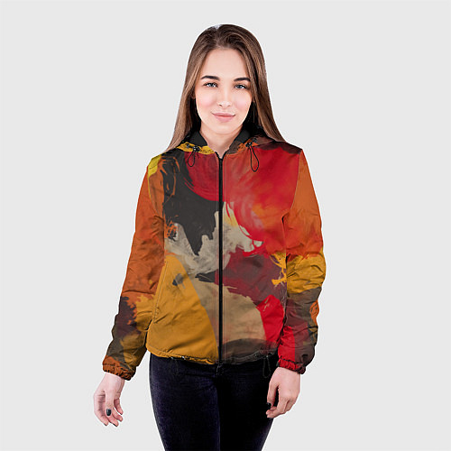 Женская куртка Мазки Акварелью / 3D-Черный – фото 4