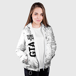 Куртка с капюшоном женская GTA Glitch на темном фоне, цвет: 3D-белый — фото 2
