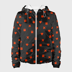 Куртка с капюшоном женская Love Death and Robots red pattern, цвет: 3D-белый