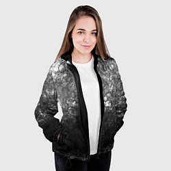 Куртка с капюшоном женская Текстура камня черно-белый узор, цвет: 3D-черный — фото 2