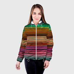 Куртка с капюшоном женская Multicolored thin stripes Разноцветные полосы, цвет: 3D-белый — фото 2