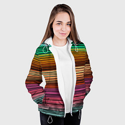 Куртка с капюшоном женская Multicolored thin stripes Разноцветные полосы, цвет: 3D-белый — фото 2