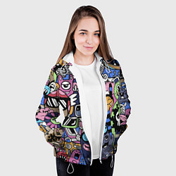 Куртка с капюшоном женская Милые и веселые монстры, цвет: 3D-белый — фото 2