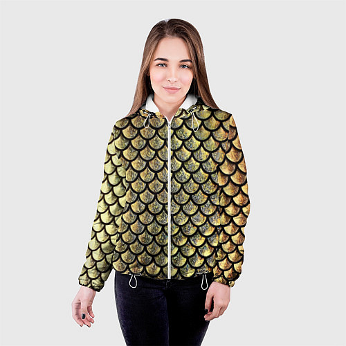 Женская куртка Чешуя золотая / 3D-Белый – фото 4