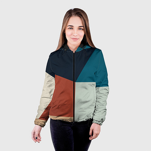 Женская куртка Абстракция из фигур / 3D-Черный – фото 4