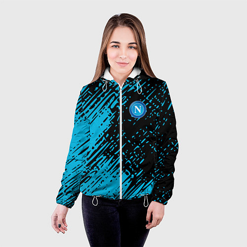 Женская куртка Napoli голубая textura / 3D-Белый – фото 4