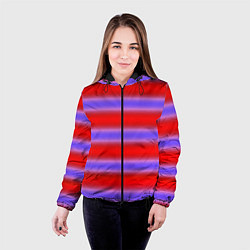 Куртка с капюшоном женская Striped pattern мягкие размытые полосы красные фио, цвет: 3D-черный — фото 2