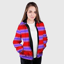 Куртка с капюшоном женская Striped pattern мягкие размытые полосы красные фио, цвет: 3D-черный — фото 2