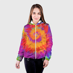 Куртка с капюшоном женская Тай дай в радуге, цвет: 3D-белый — фото 2