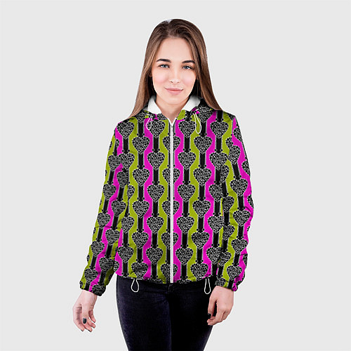 Женская куртка Striped multicolored pattern Сердце / 3D-Белый – фото 4