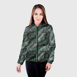Куртка с капюшоном женская Листья пальмы на черном, цвет: 3D-черный — фото 2