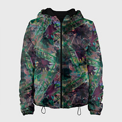 Куртка с капюшоном женская Абстрактный гранжевый принт с кляксами и штрихами, цвет: 3D-черный