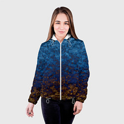 Куртка с капюшоном женская Marble texture blue brown color, цвет: 3D-белый — фото 2