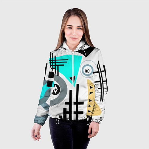 Женская куртка Абстрактный современный дизайн / 3D-Белый – фото 4