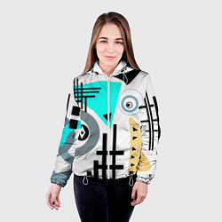 Куртка с капюшоном женская Абстрактный современный дизайн, цвет: 3D-белый — фото 2