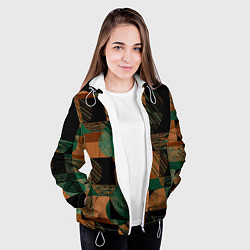 Куртка с капюшоном женская Текстурированный абстрактный, геометрический принт, цвет: 3D-белый — фото 2