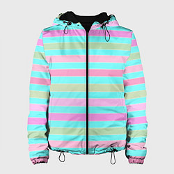 Женская куртка Pink turquoise stripes horizontal Полосатый узор