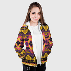 Куртка с капюшоном женская Африканский узор орнамент из шерсти Africa Wool Pa, цвет: 3D-белый — фото 2