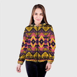 Куртка с капюшоном женская Африканский узор орнамент из шерсти Africa Wool Pa, цвет: 3D-черный — фото 2